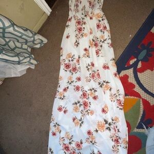 Floral Maxi Dress - Cream and Pink S NWOT